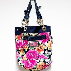 JPK PARIS 75 Black Floral Reversible Shoulder Bag